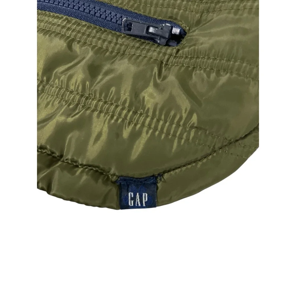 GAP Green & Navy Blue Quilted Bomber Zip Up Hooded Dog Coat/Jacket Small